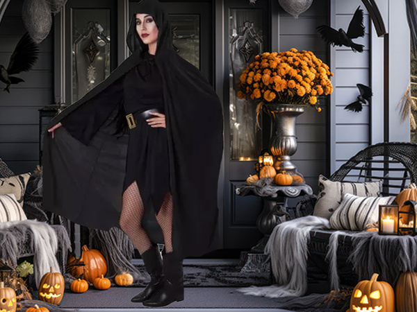 Cloak halloween long black cloak with hood disguise costume costume