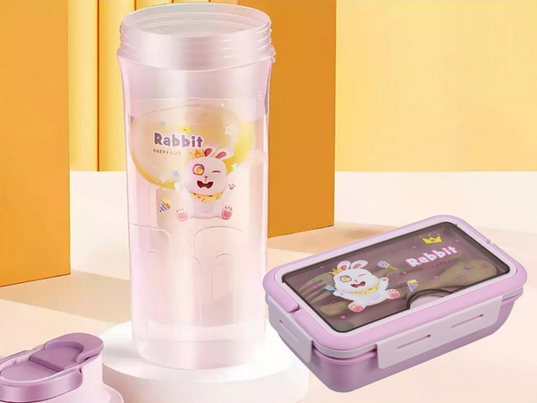 Cutie pentru prânz cutie pentru micul dejun recipient pentru micul dejun tacâmuri pentru prânz cu set de sticle de apă