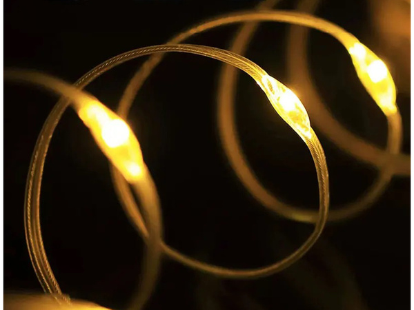 Camping light rechargeable led garland on roll 8m warm