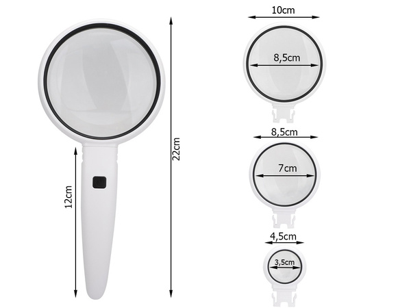 Suurendusklaas 2x led-valgustusega
