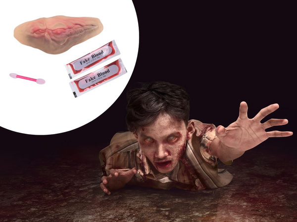 Rană falsă tăiată la gât cu 10ml de sânge fals accesoriu halloween