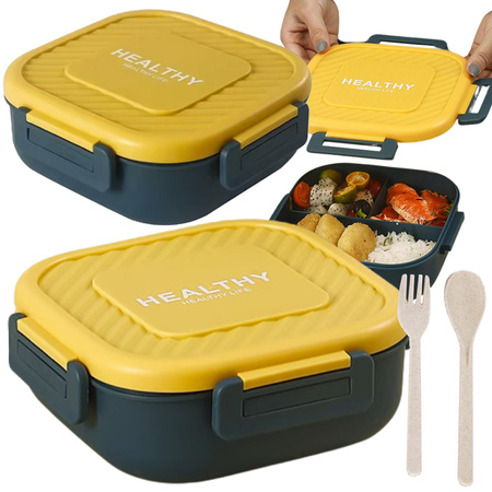 Lunchbox mic dejun container prânz cu compartimente tacâmuri