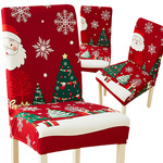 Vianočný poťah na stoličku, dekoratívny, univerzálny, Santa Claus, s gumičkou
