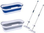Mop plat en microfibre avec raclette et seau pliable dépliable pour les sols