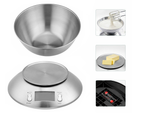 Electronic kitchen scale digital with bowl 5kg lcd silver metal