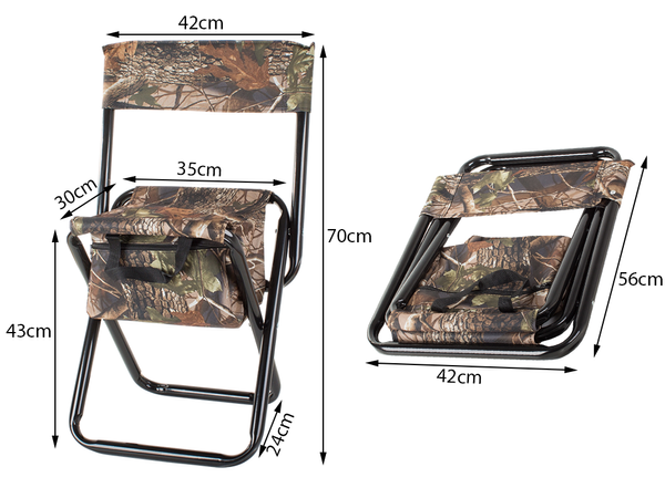 Silla de pesca con respaldo y bolsa de transporte