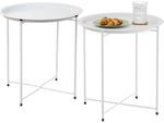 Mesa de centro redonda plegable de metal con bandeja para balcón terraza loft blanco