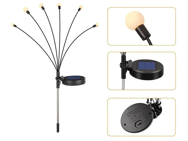 LAMPES DE JARDIN SOLAIRES BOULE 2 PIÈCES DE 6 LAMPES LED LONGUEUR 70 CM