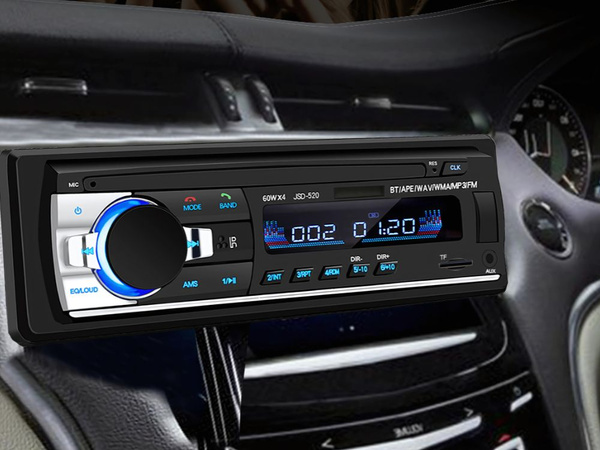 Car radio bluetooth usb aux sd 1-din microphone + pilot 4 x 60w