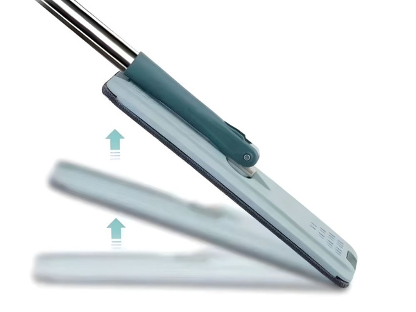 Mop plano con cubo plegable de microfibra rastral para suelos 2 capas
