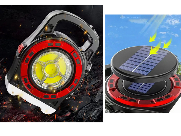 Solar torch portable rechargeable led light powerbank reflector power