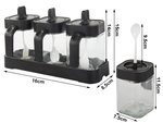 Recipientes de cristal para especias con cuchara juego de 3 piezas