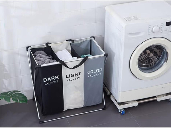 Wäschekorb 3 fächer freistehend organiser container 135l