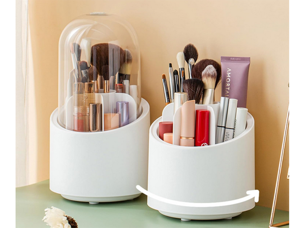 Organizér na kosmetiku otočný držák na štětce na make-up s víkem
