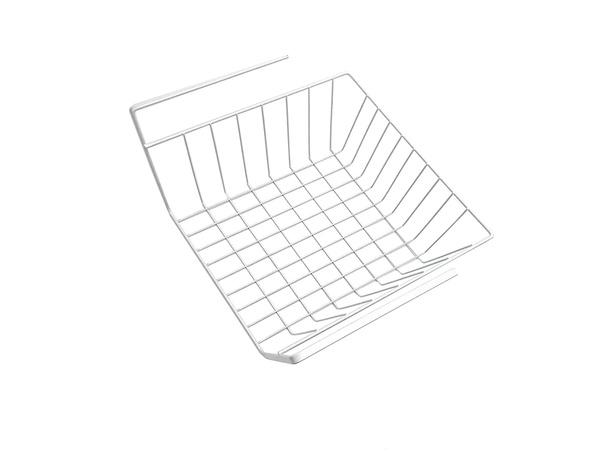 AKASZTÓS KOSÁR POLC ALATT FÉM KOSÁR SZERVEZŐ KONYHAI KOSÁR FEHÉR