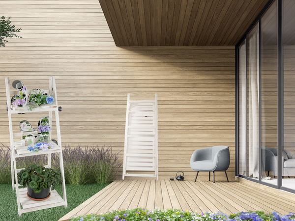 Dřevěný stojící záhonový žebřík tři police police na rostliny