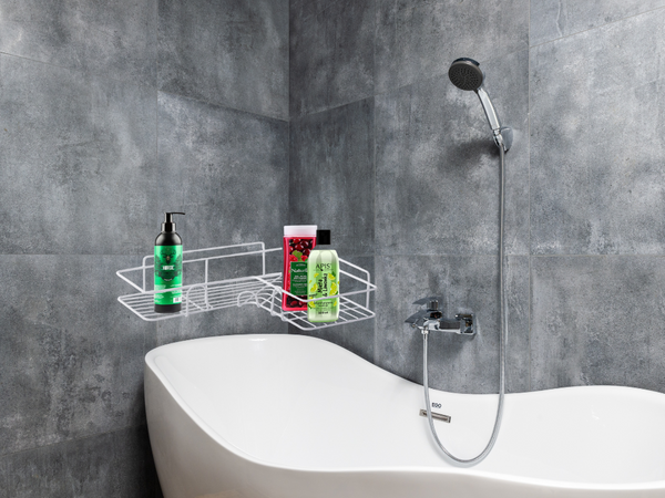 Loft étagère d'angle pour douche crochet suspendu blanc
