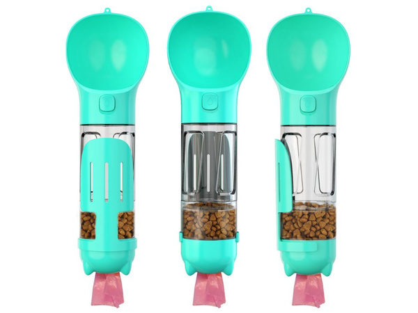 Bouteille distributeur de nourriture augeau pour chien chat bol avec distributeur de sacs 300 ml
