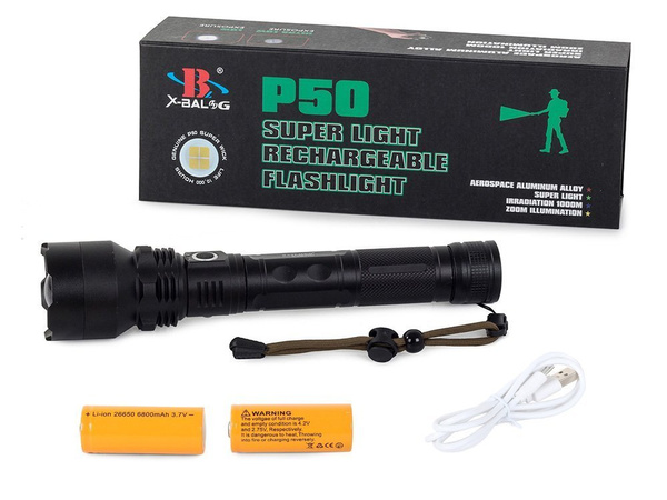 Bailong taktično močno vodil svetilko xhp50 zoom usb