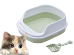 Open-ended cat litter box with soldna frame for litter + large shovel