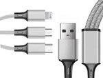 3in1 cablu usb pentru telefon cablu fulger iphone micro usb tip-c 1.2m