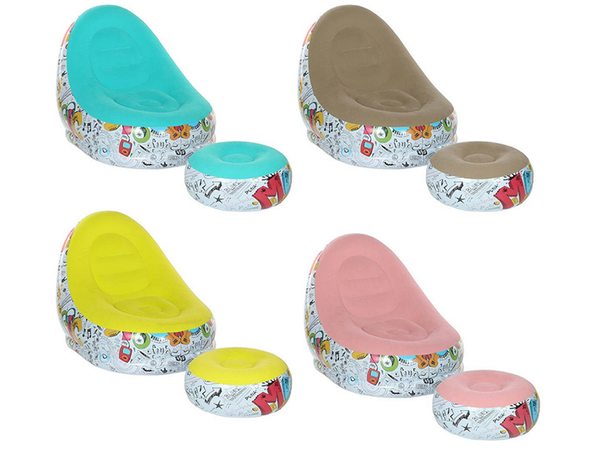 Garden armchair lounger inflatable beach pouf footrest comfortable
