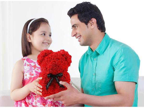 Rožių žiedlapių pliušinis meškiukas dovanų didelė dėžutė rožė xl