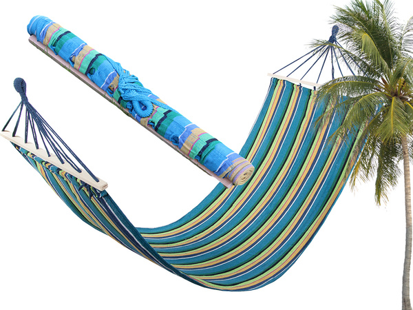 Garden hammock reinforced striped coloured wood rocker swing 200 x 80