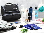 Travel cosmetic bag ogranizer with hook large unisex waterproof black