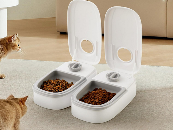 Comedero doble para perro gato dispensador automático de comida temporizador grande