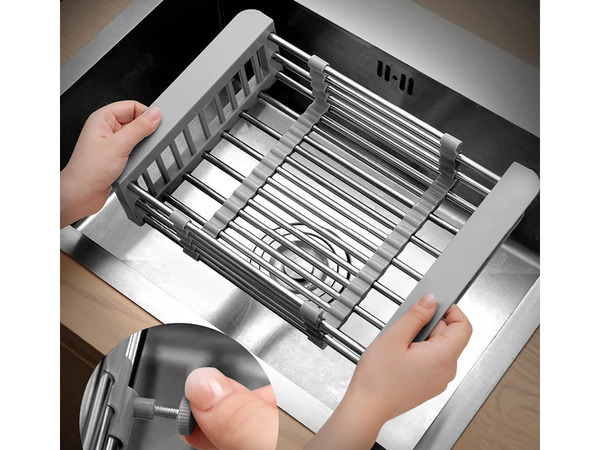 Lefolyótálca mosogatóhoz teleszkópos zöldség-gyümölcskosár