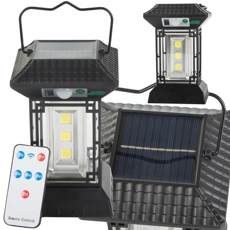 Lampara solar con sensor de movimiento crepuscular 5 modos 60 led cob con mando a distancia