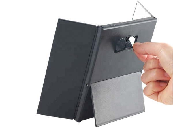 Folding mirror with cosmetic stand for make-up, led lighted