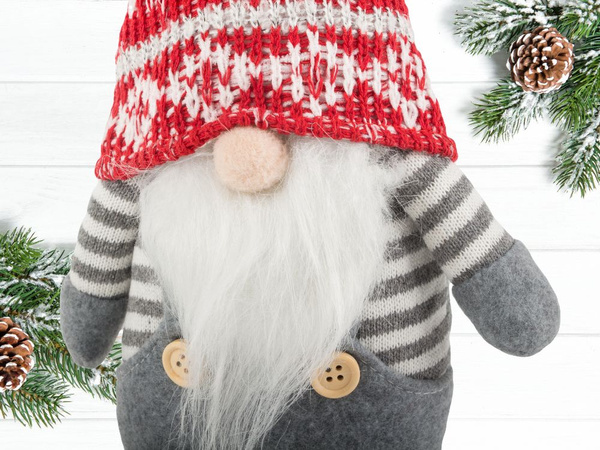 Crăciun GHOST Gnom gri cu barbă de pom de Crăciun 38cm moale