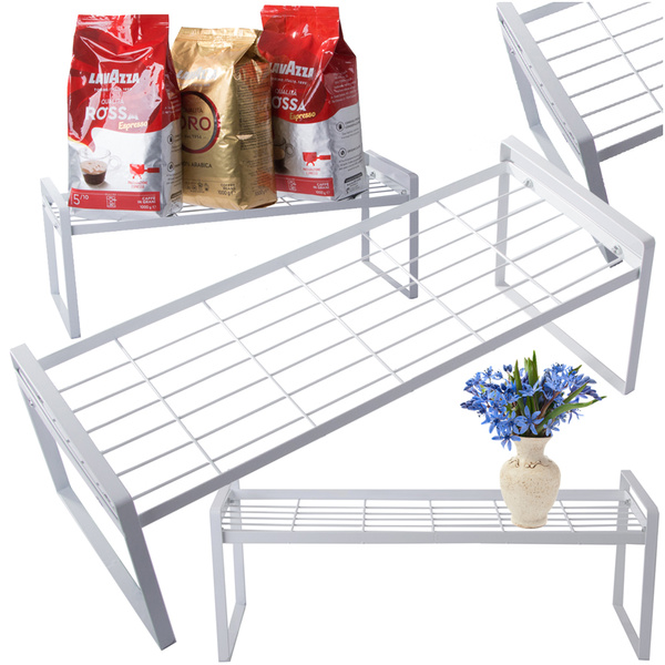 Metal shelf single tier kitchen organiser stand white for kitchen