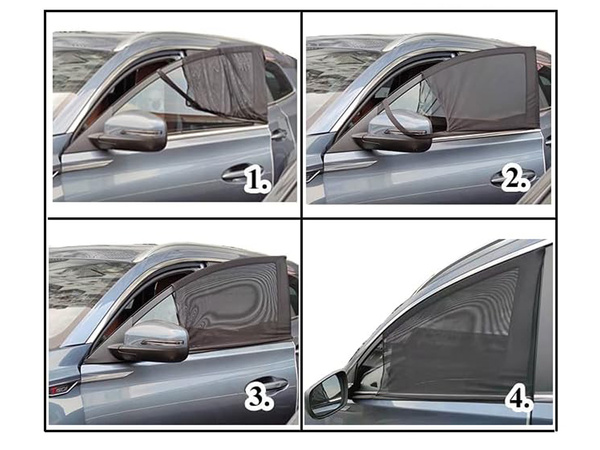 Mosquitera ventana trasera para coche negro 2pcs