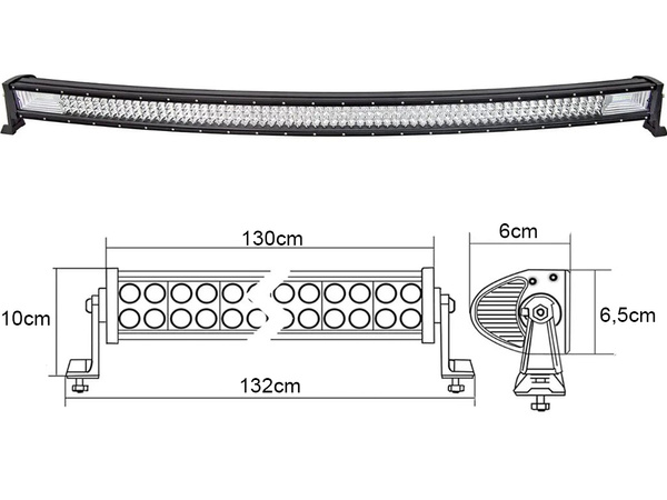 PRACOVNÍ SVĚTLO REFLEKTOR 130 CM 192+42 LED BAR HALOGEN 675W 12V 24V REFLEKTOR