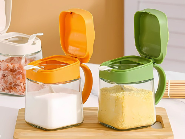 Pojemnik na przyprawy kuchenny z uchwytem szklany 300ml słoik + łyżeczka