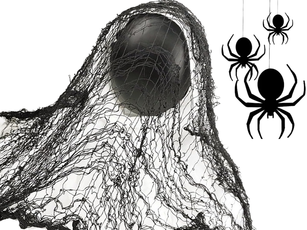 Artificiale mari negru păianjen web halloween decor 2 bucăți