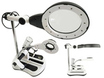 Third hand soldering kit magnifying glass holder led
