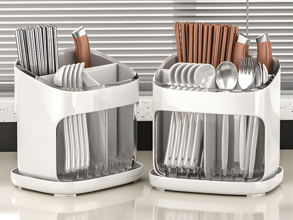 Organiser drip tray for cutlery dryer stand for the kitchen with drain 4 compartments