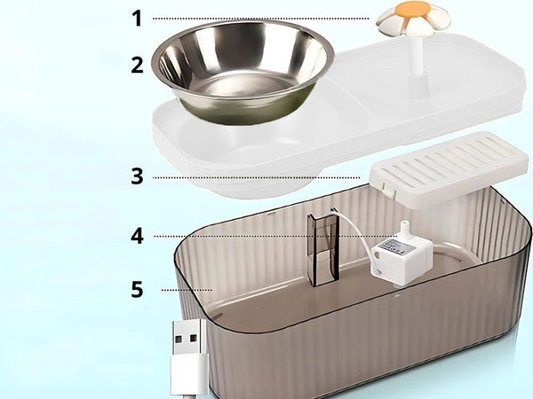 Automātiskais kaķu dzirdinātājs suņu ūdens strūklaka filtrs pārtikas bļoda