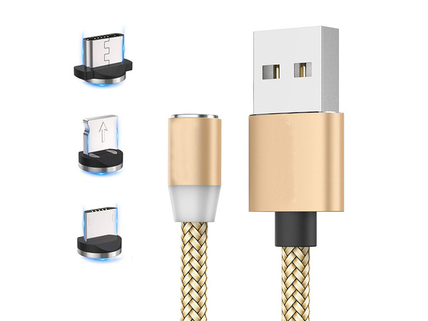 Kabel magnetyczny przwód do ładowania 3w1 micro typ-c usb lightning 1m