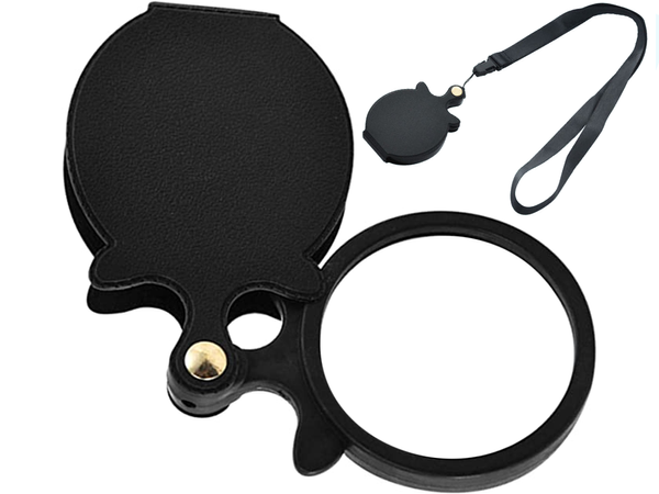 Folding magnifying glass pocket mini case lanyard
