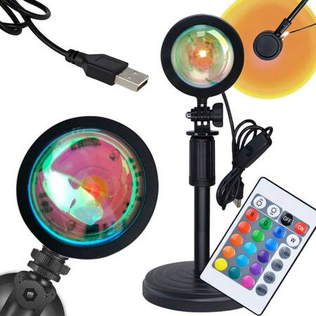 Lampe projecteur sunset sunrise imitation led rgb usb + telecommande