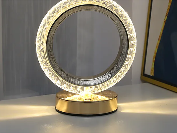 Stolní noční světlo kroužek krystal vedl rgb