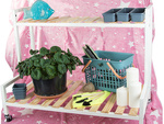 Wooden flowerbed for potted flowers two-storey shelf on wheels terrace