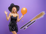 Mătură de vrăjitoare vrăjitoare baba yaga negru 90cm pentru halloween și crăciun xxl