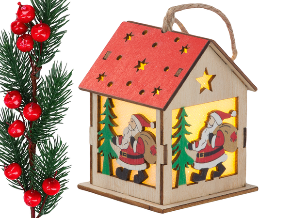 Lemn agățat pom de crăciun lanternă iluminat crăciun decorare mickey