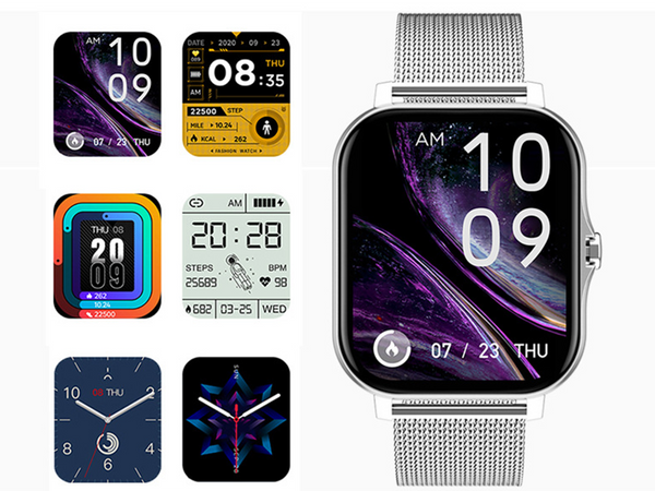 Reloj inteligente para mujer y hombre con correa de goma, Bluetooth, llamadas, color gris